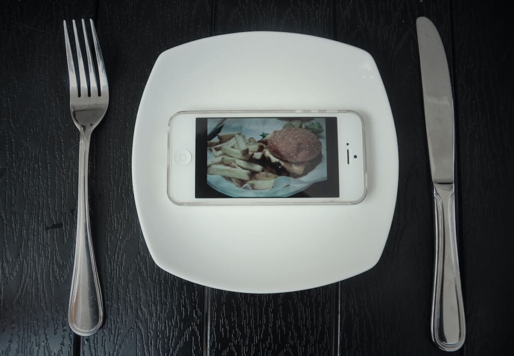 phone on empty plate