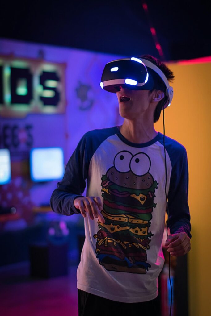 playing virtual reality game