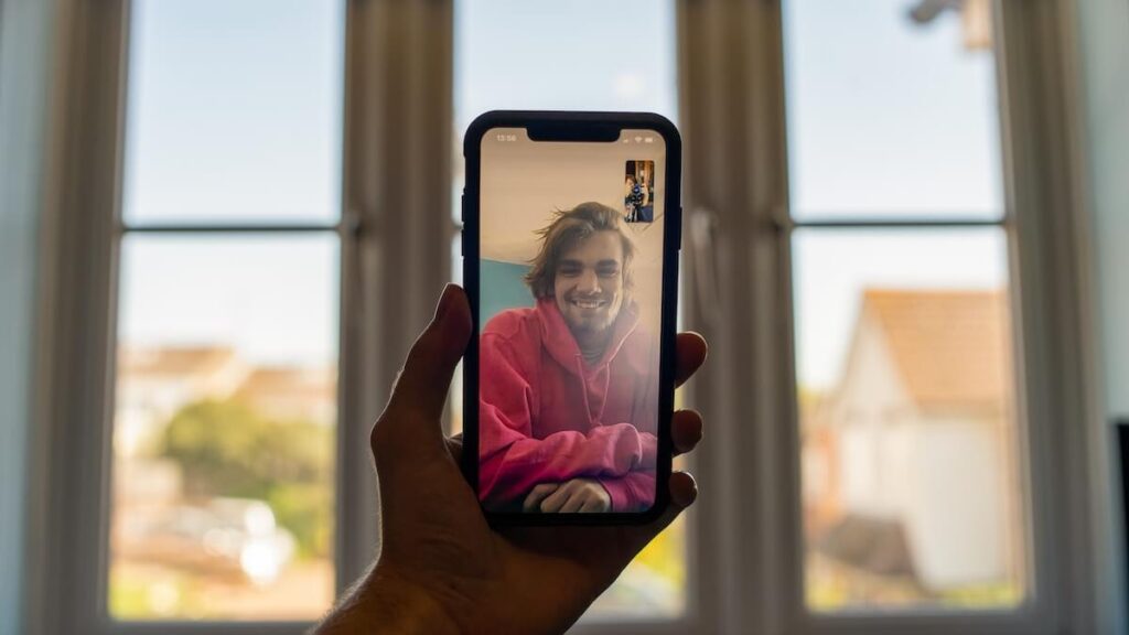 two people video chatting on phone