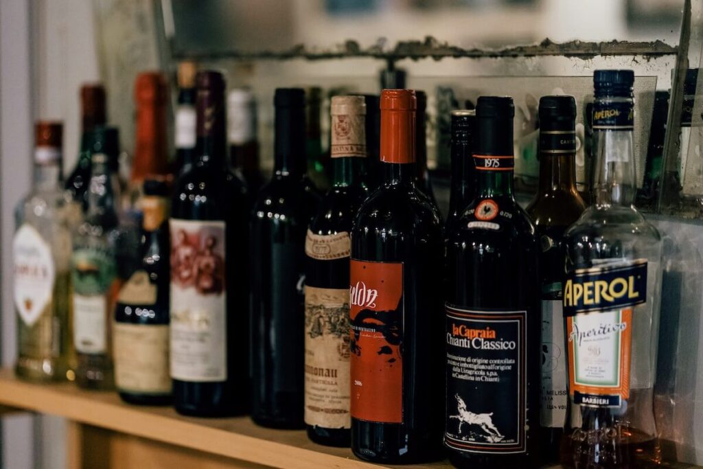 italian alcoholic beverages on shelf