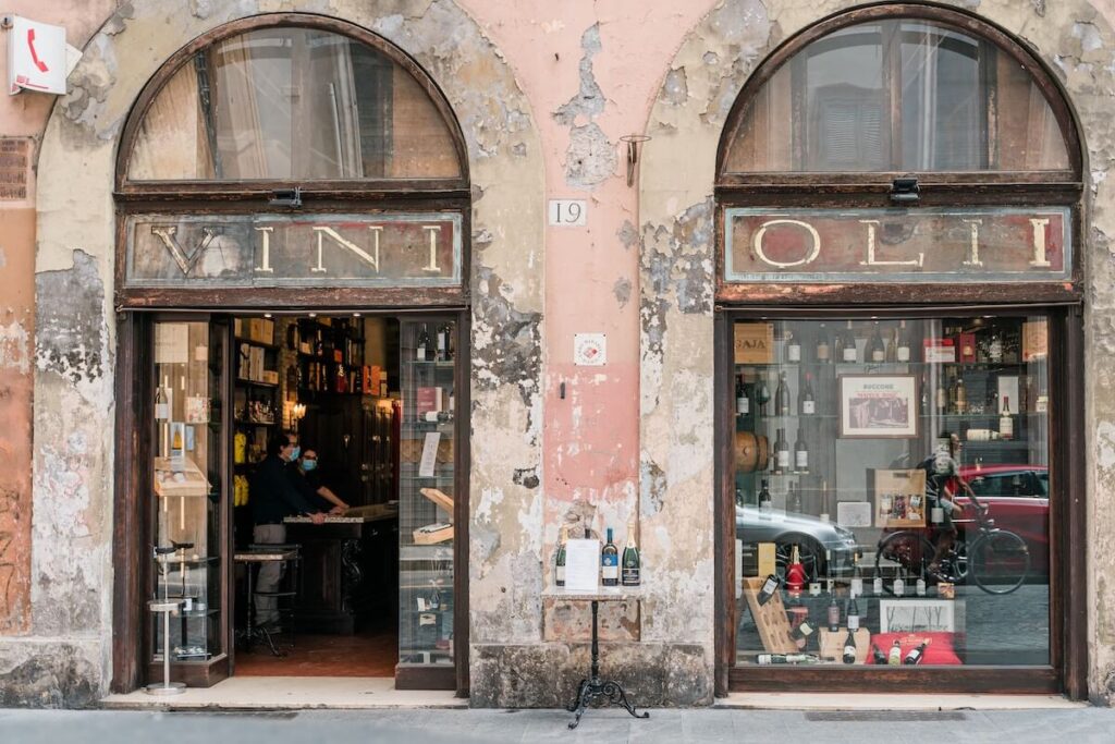 outside wine shop in rome