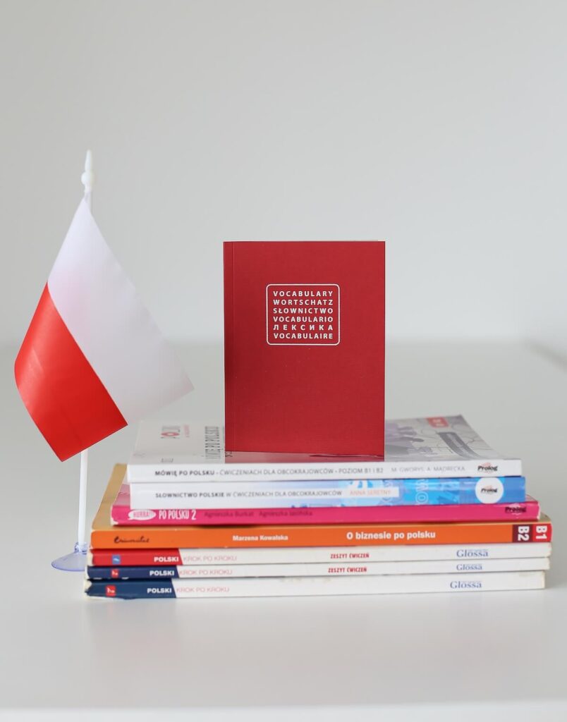 stacked Polish language learning books