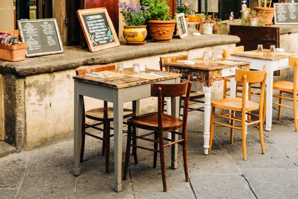 suggestive outdoor restaurant setting in italy