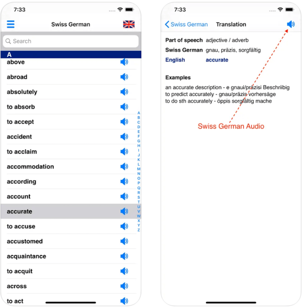 Swiss German Dictionary app