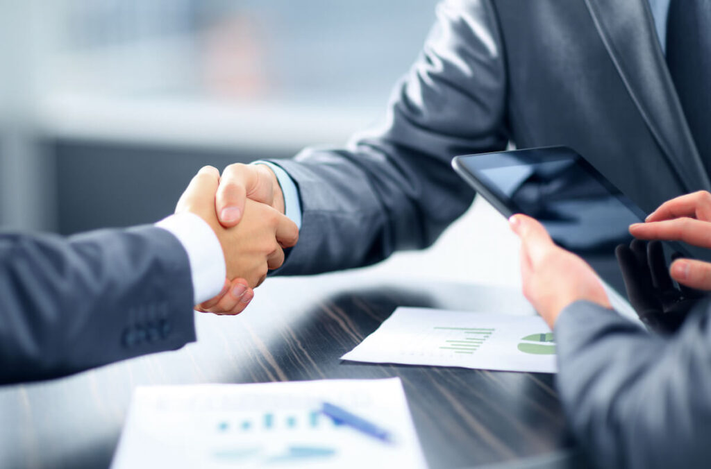 Business handshake suits figures ipad