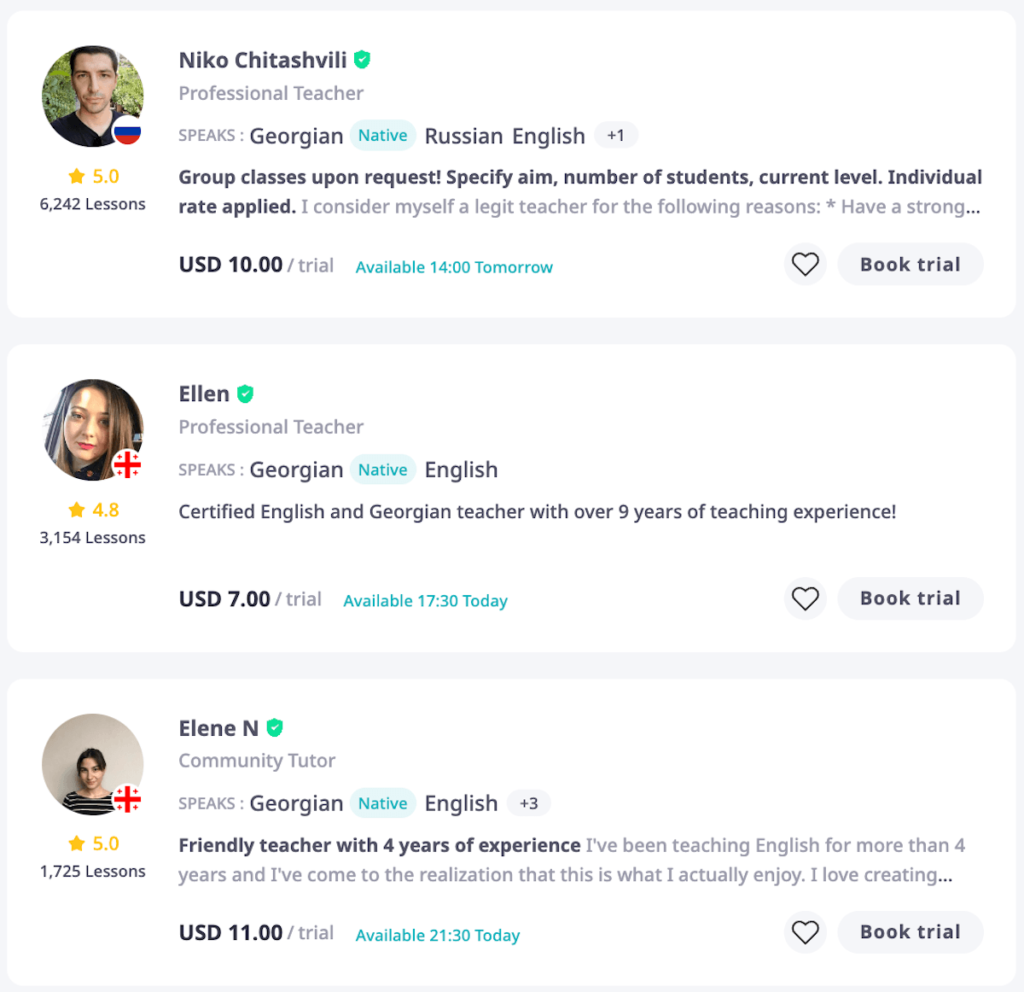 Find Georgian tutors on italki