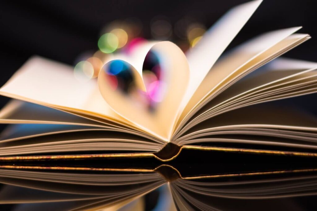 book pages forming a heart
