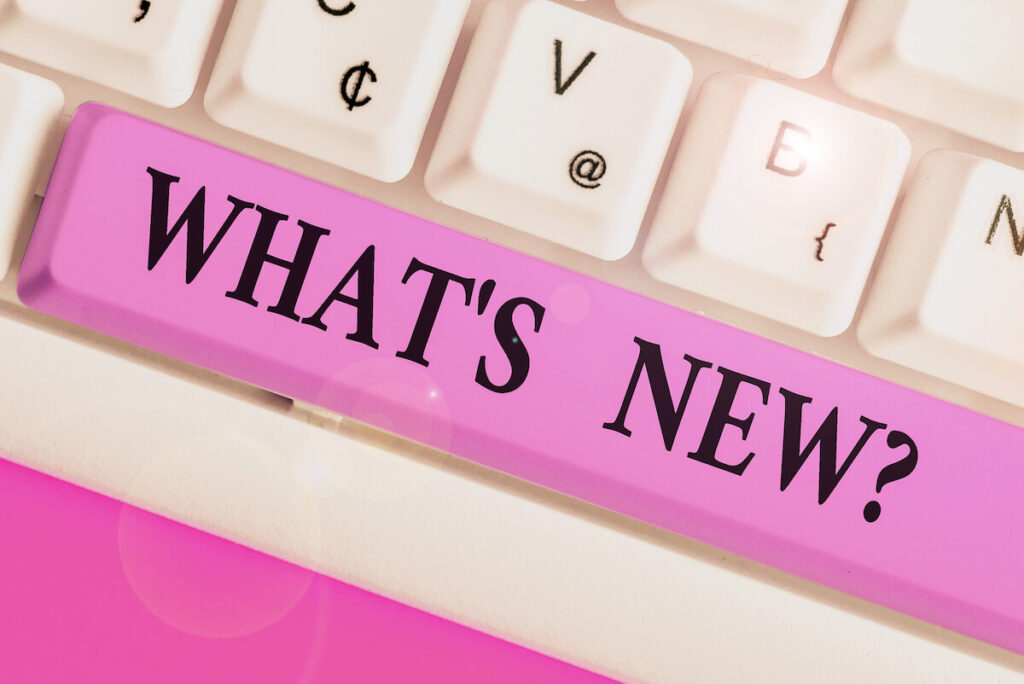 “What’s new” written on the space bar of a laptop keyboard