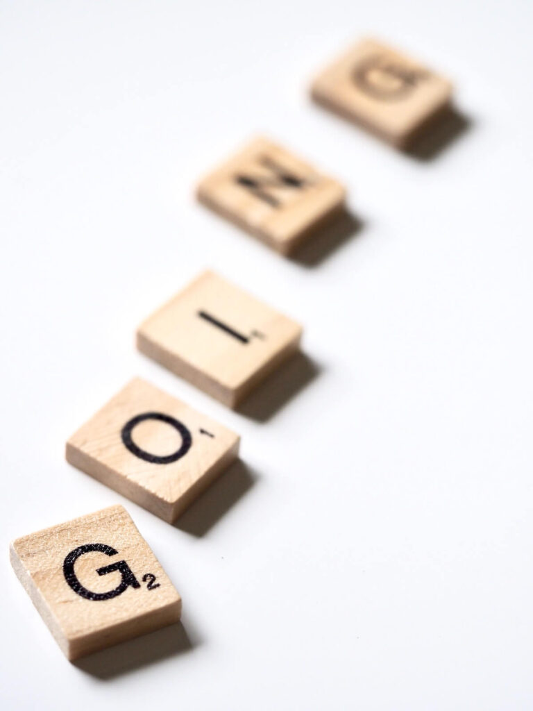 Going in scrabble tiles