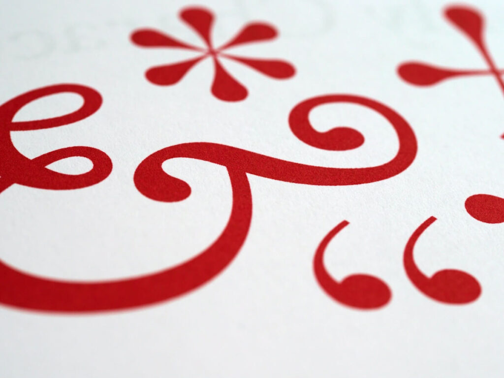 Red typography punctuation