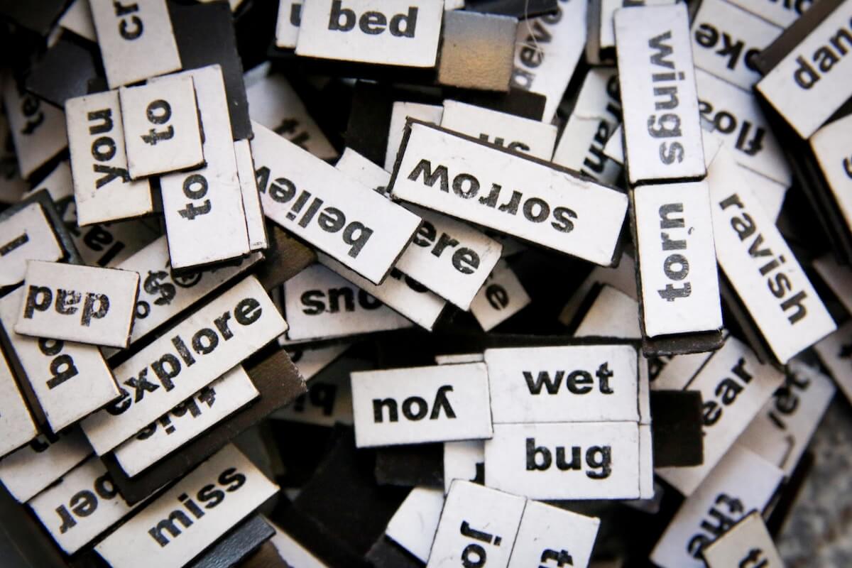 pile of white and black magnet words