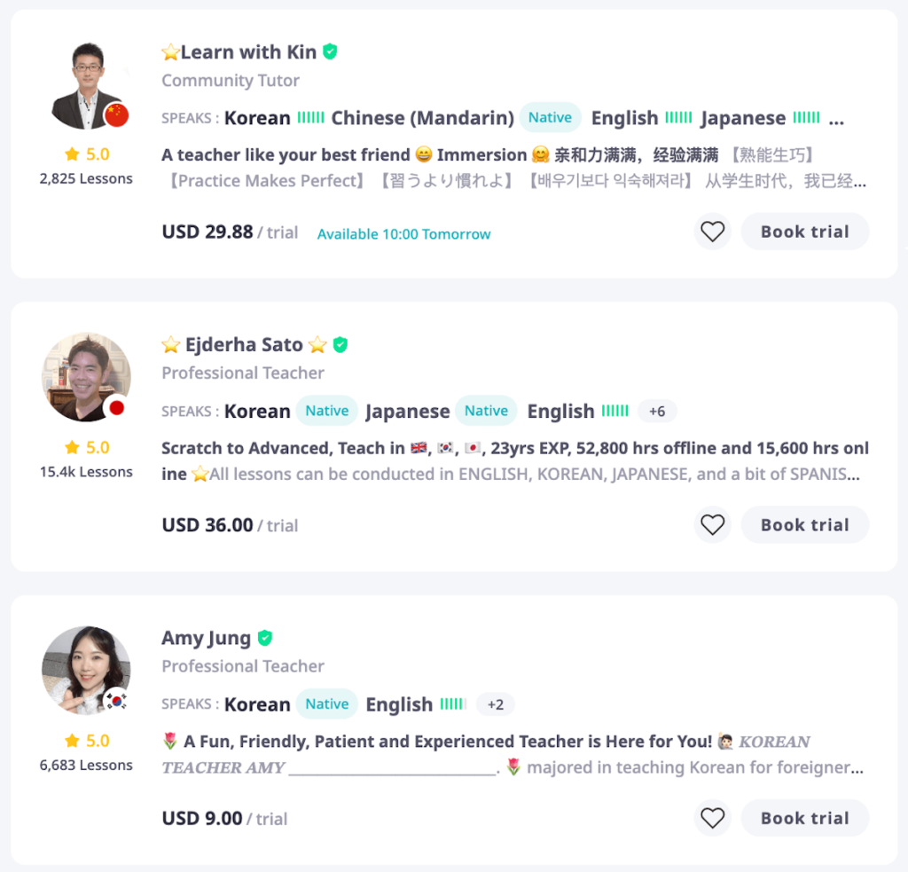 Korean tutors on italki
