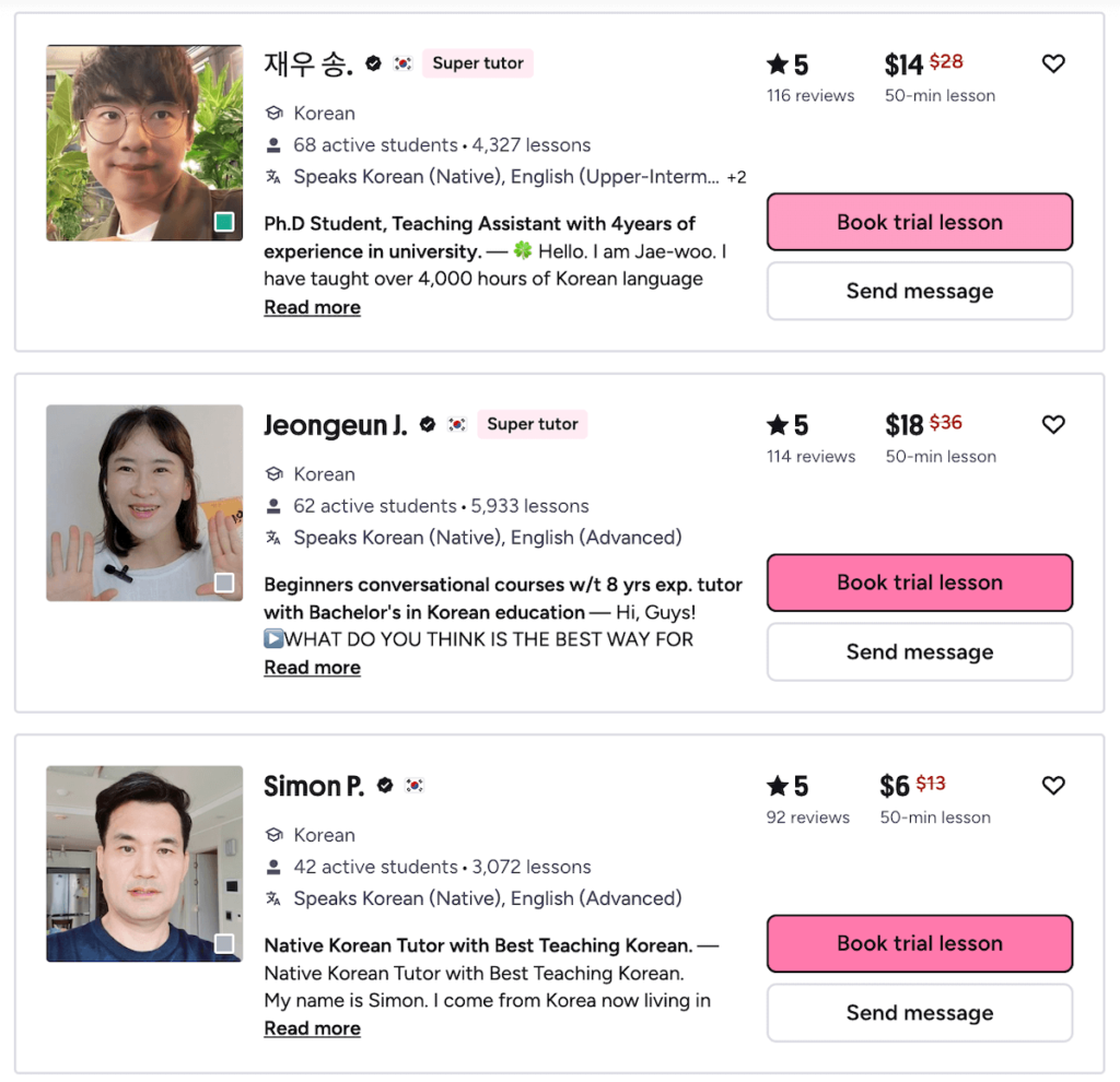 Korean tutors on Preply