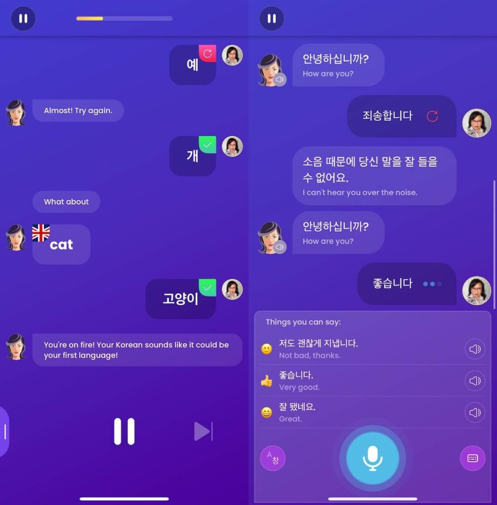 Mondly hands-free and chatbot features