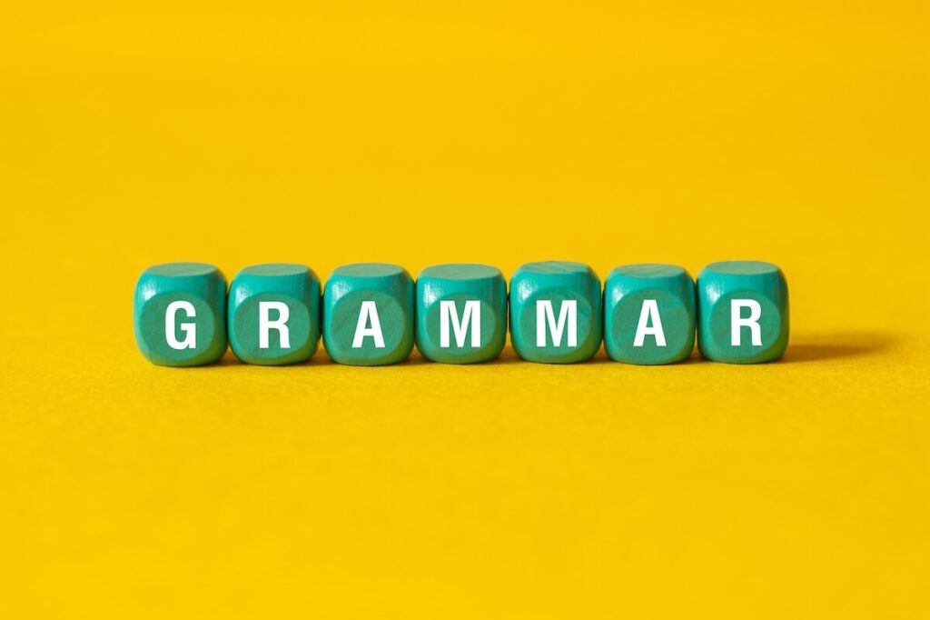 Grammar word concept on letter blocks