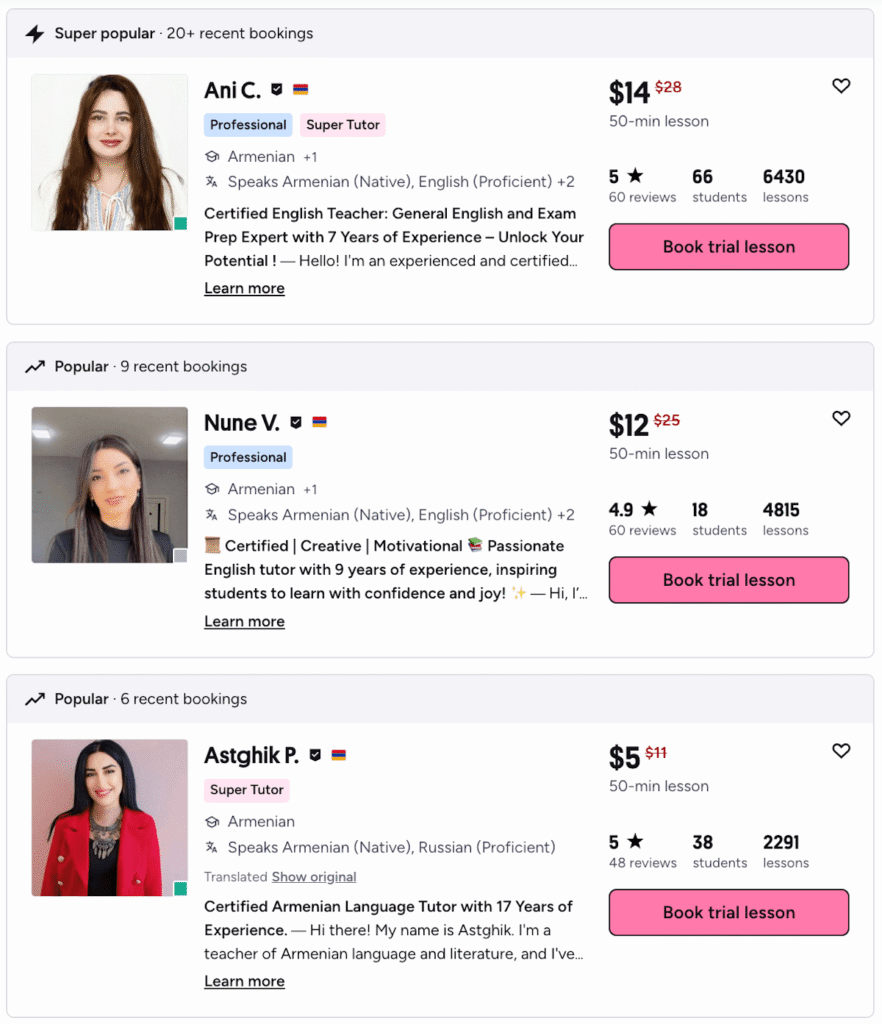 Find Armenian tutors on Preply