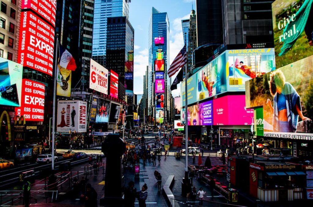 wide shot of NYC Times Square