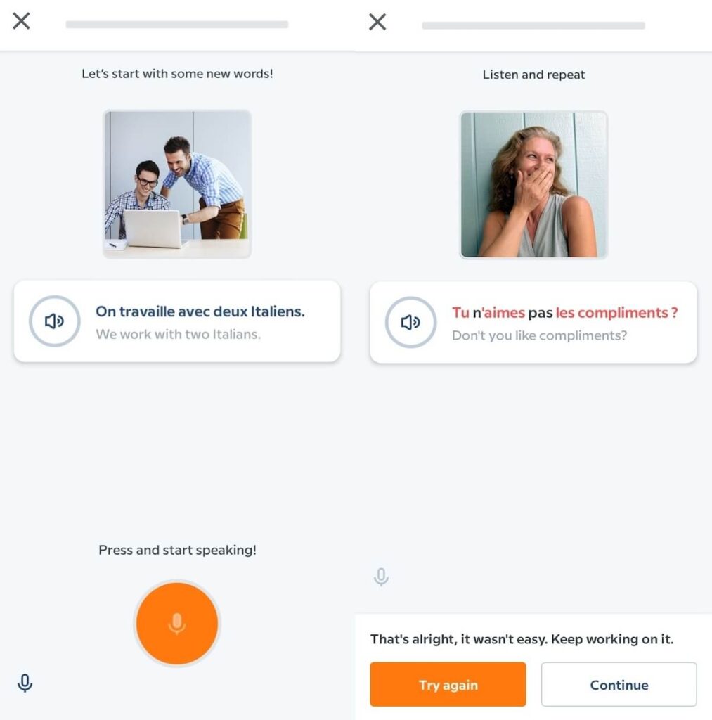 Babbel's speech recognition exercises