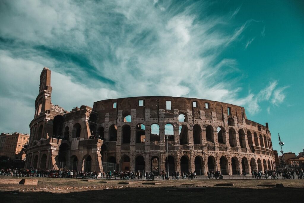 panoramic view of the Colosseum in Rome, Italy