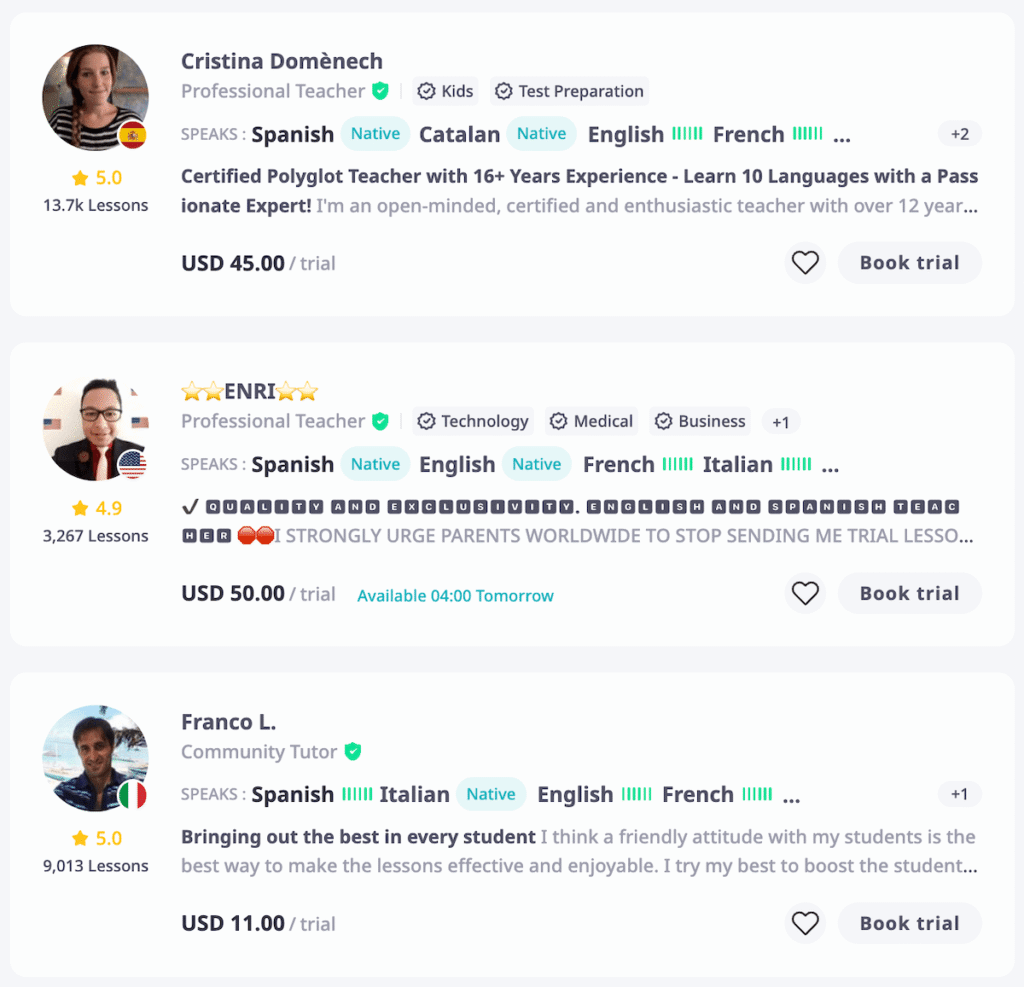 Find Spanish tutors on italki