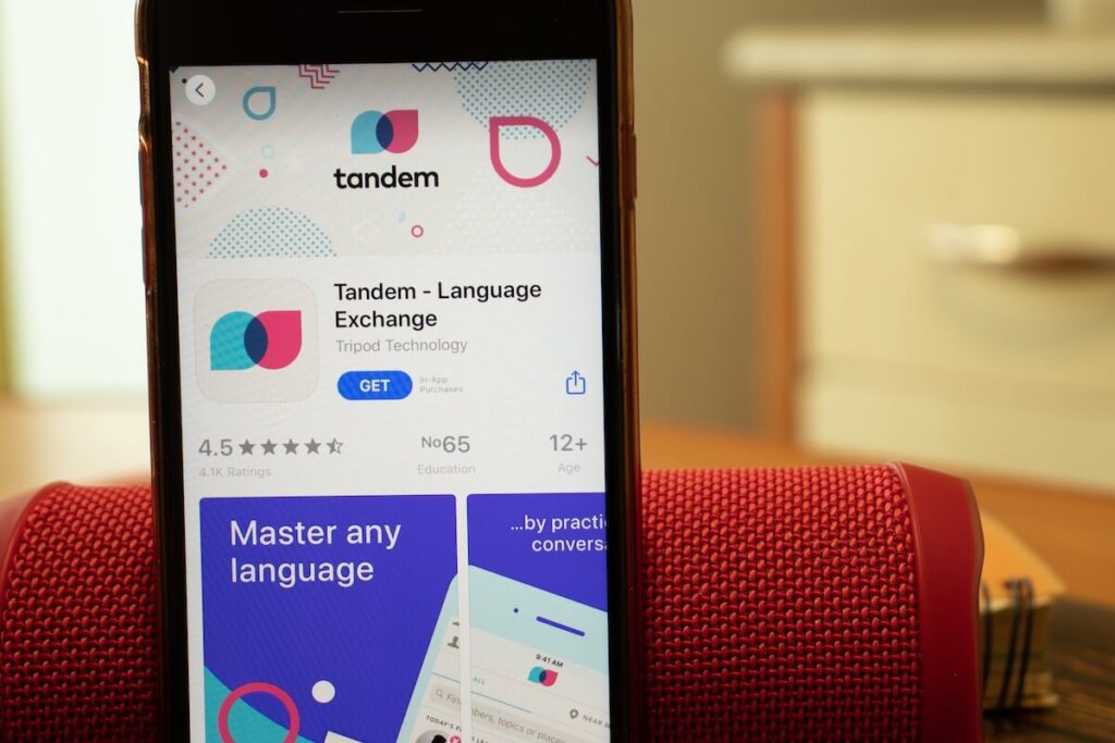 mobile phone screen showing Tandem app