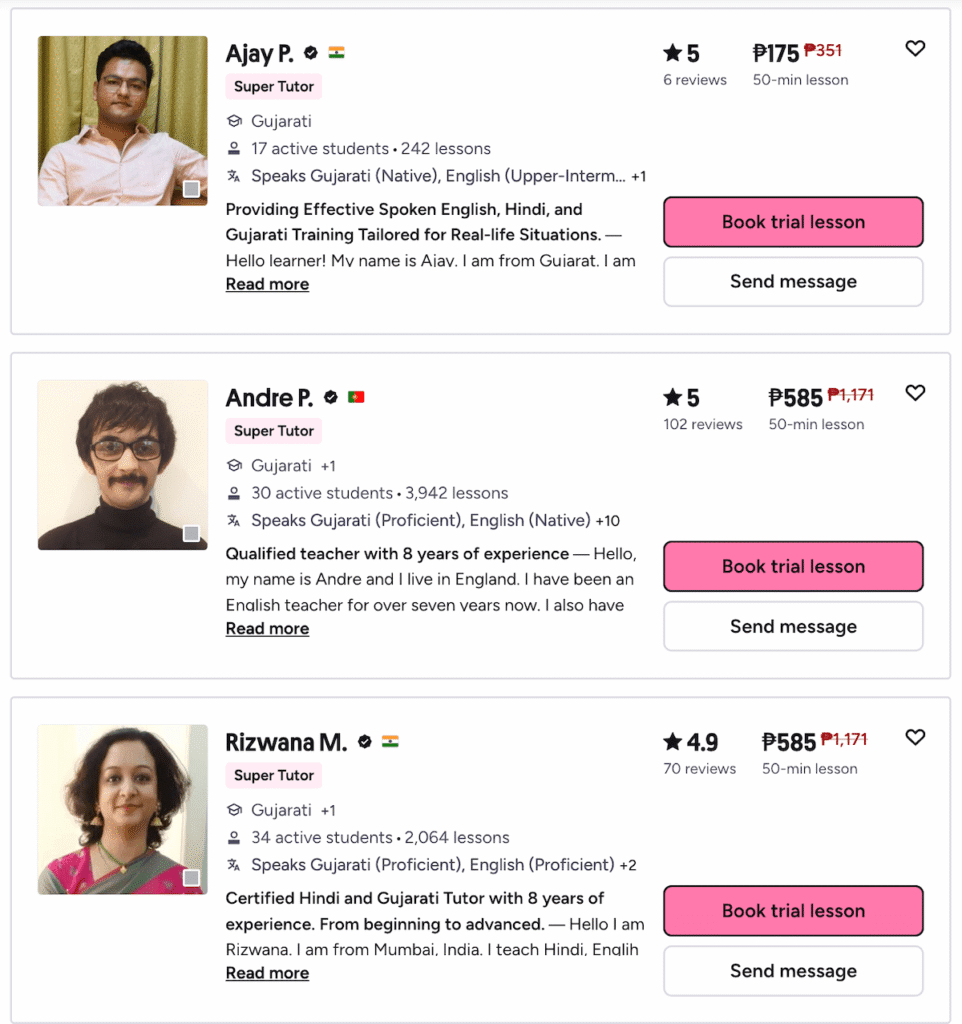 Hire Gujarati tutors on Preply