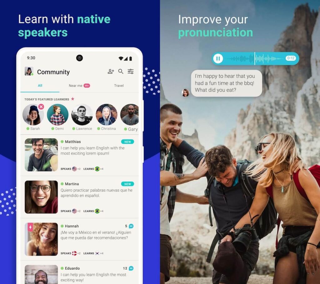 Find language exchange partners on Tandem