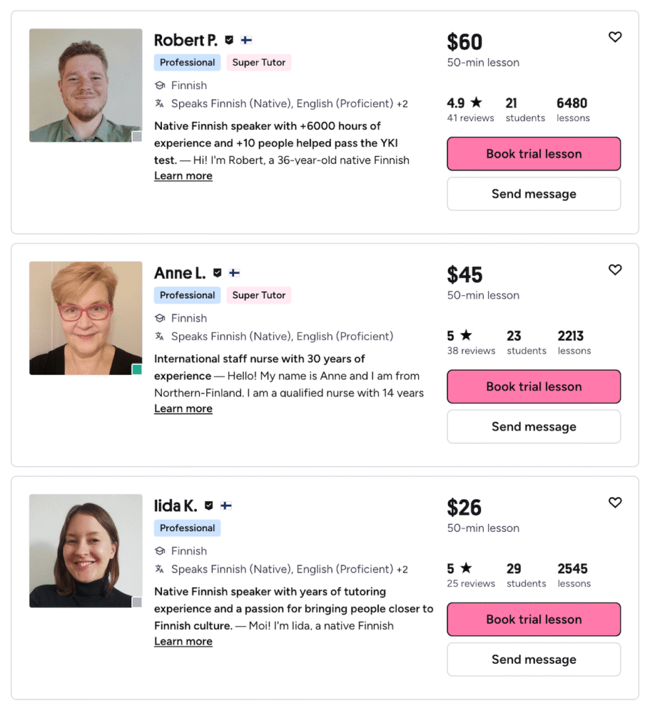 Find Finnish tutors on Preply