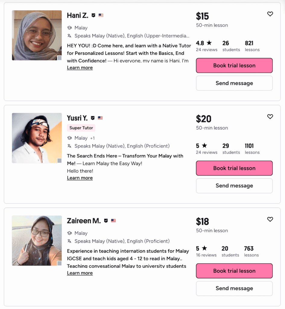 Hire Malay tutors on Preply