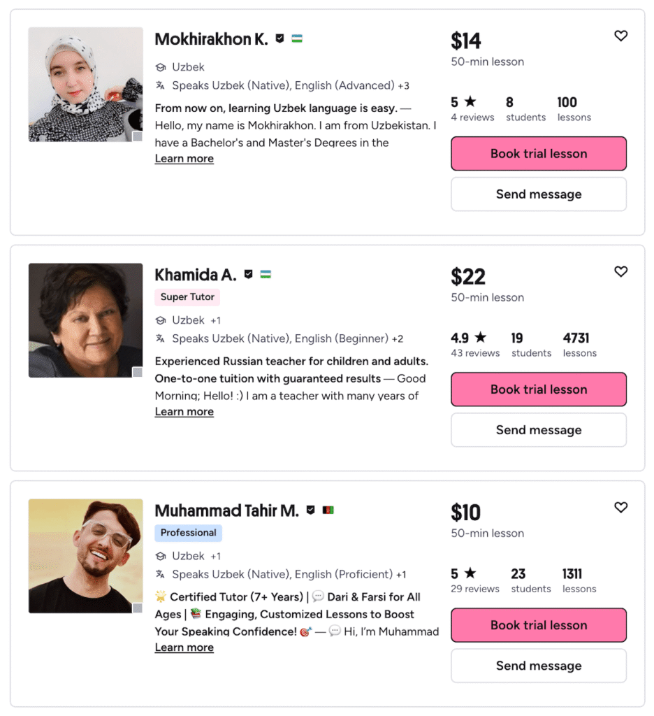 Hire Uzbek tutors on Preply