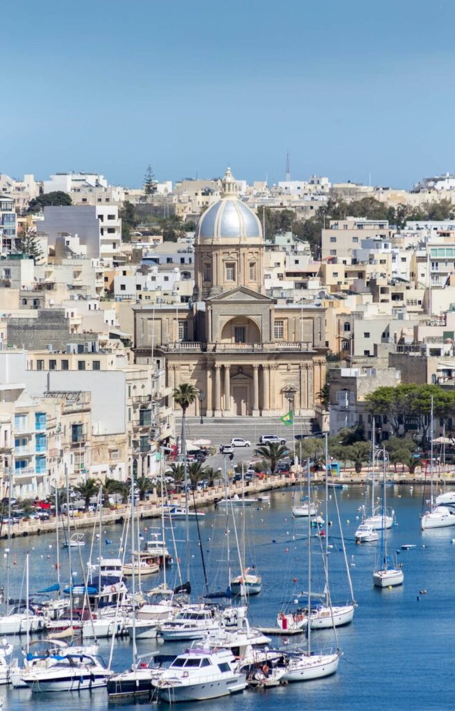 boats docked in Kalkara Creek in Malta