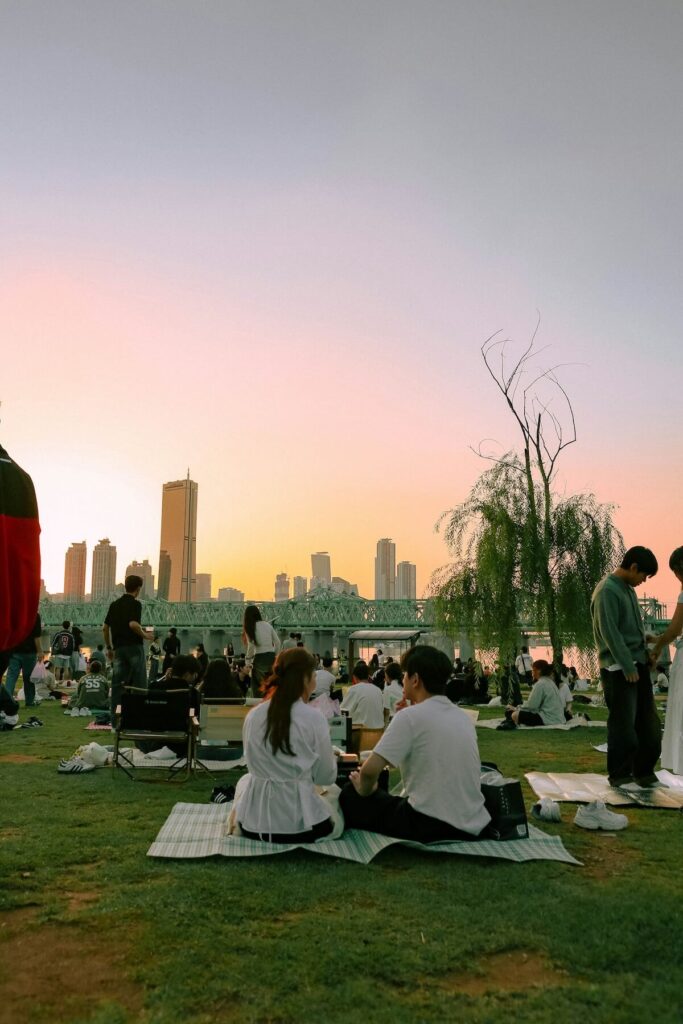 couple having picnic in Seoul