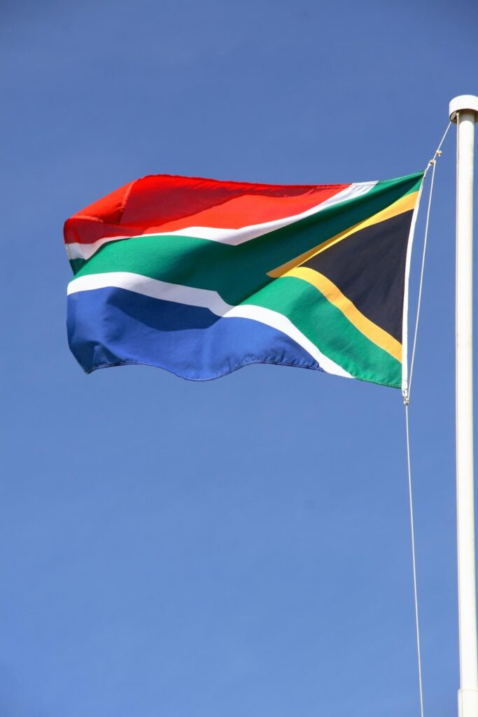 South African flag waving