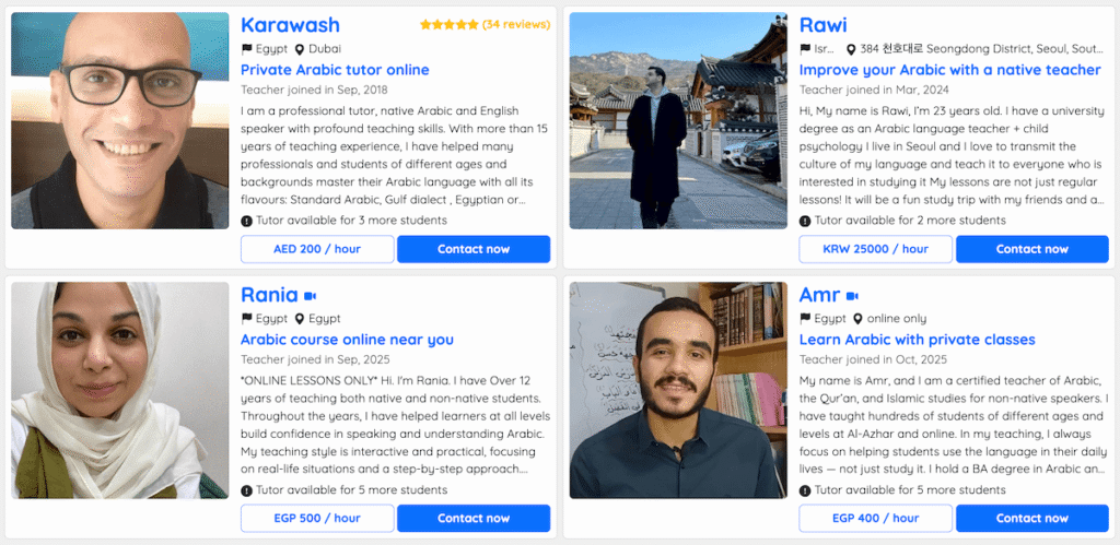 Find Arabic tutors on Tutoroo