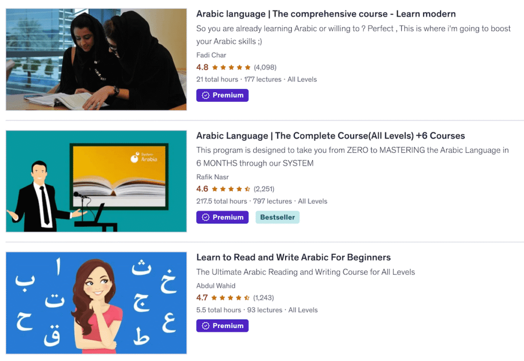 Learn Arabic on Udemy