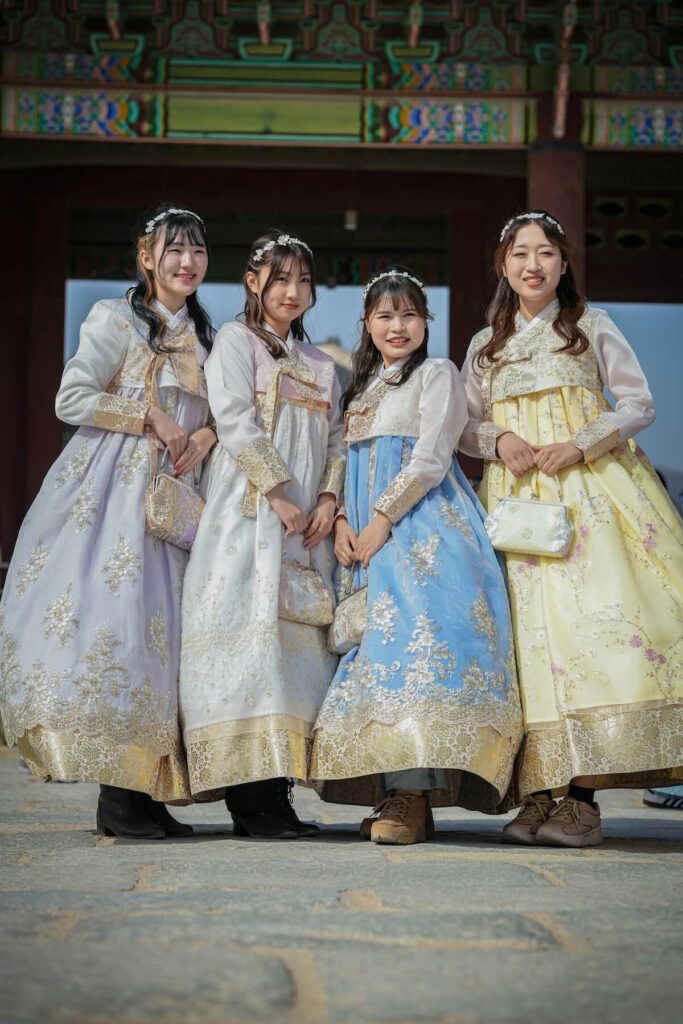 Group Photo of Friends Wearing Hanboks