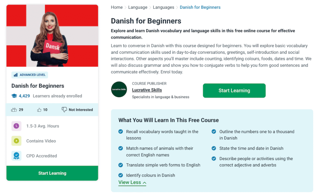 Learn Danish on Alison