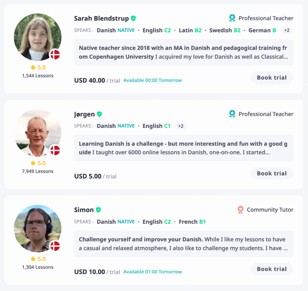 Find Danish tutors on italki
