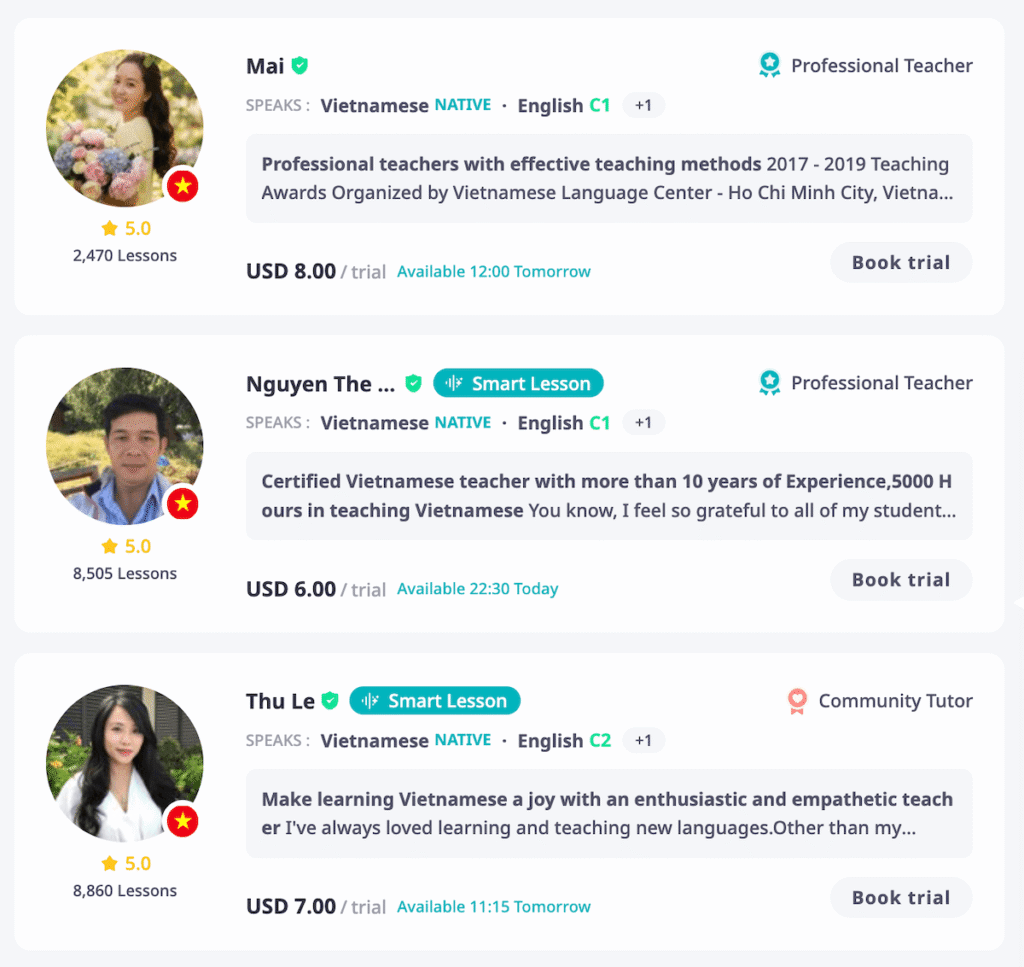 Find Vietnamese tutors on italki