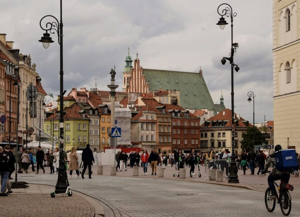 busy day in Warsaw, Poland