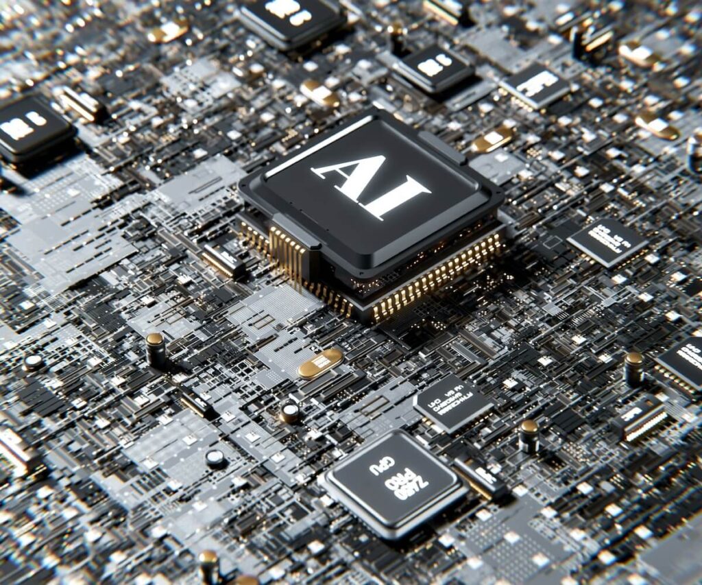 3D render of AI computer chip