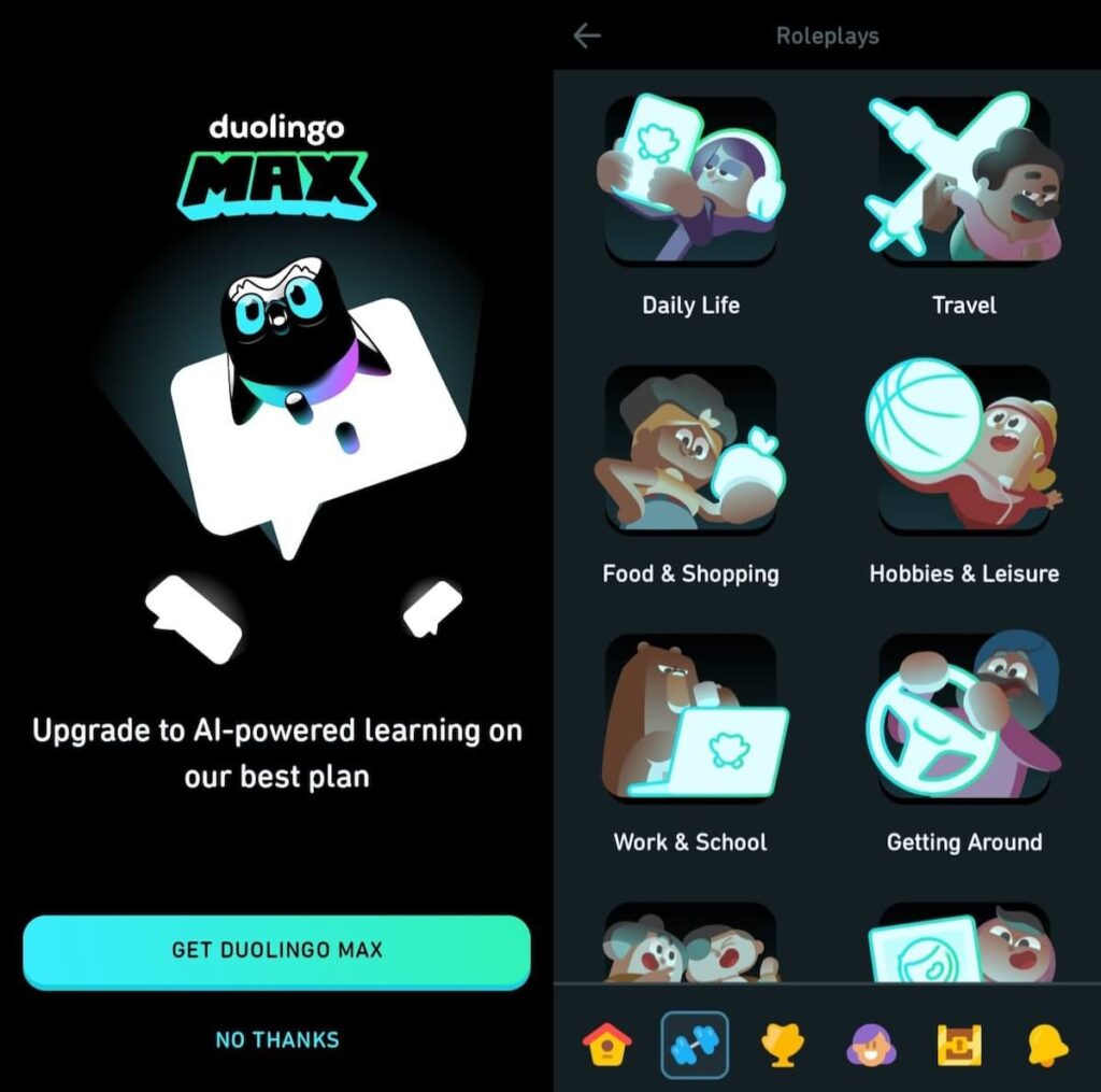 Learn languages on Duolingo