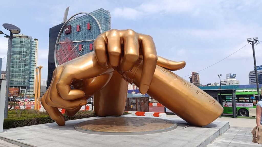 Gangnam style hand statue in South Korea Gangnam District