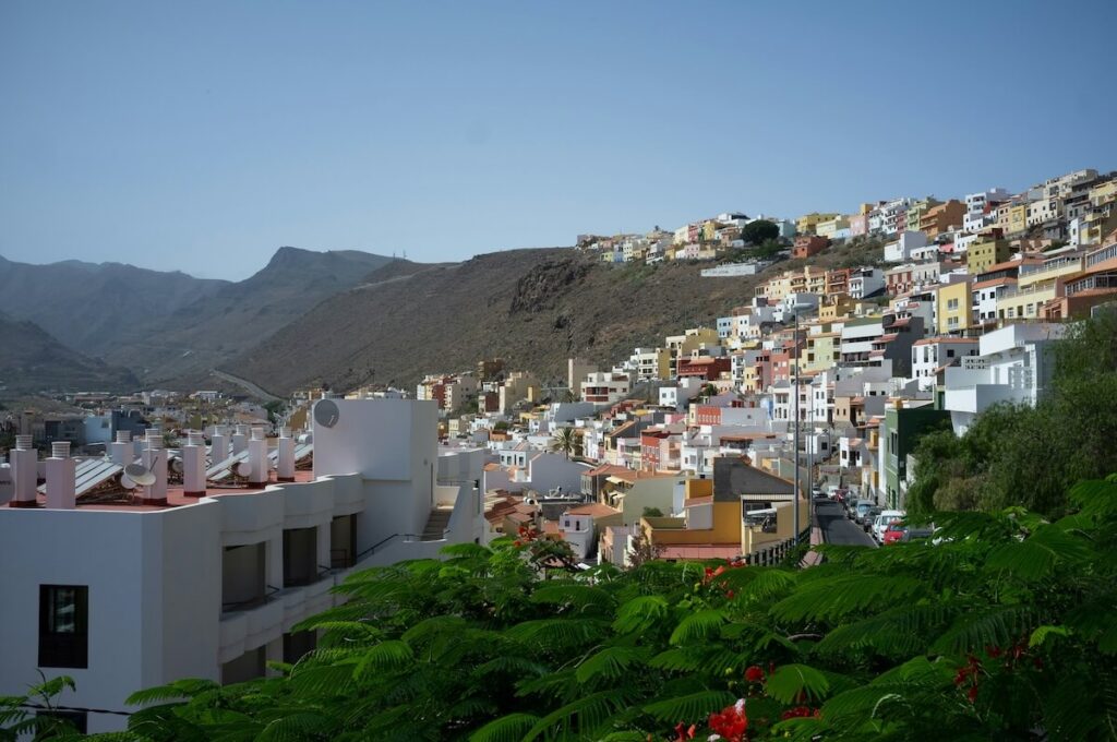 panoramic view of neighborhood in La Gomera, Canary Islands, Spain