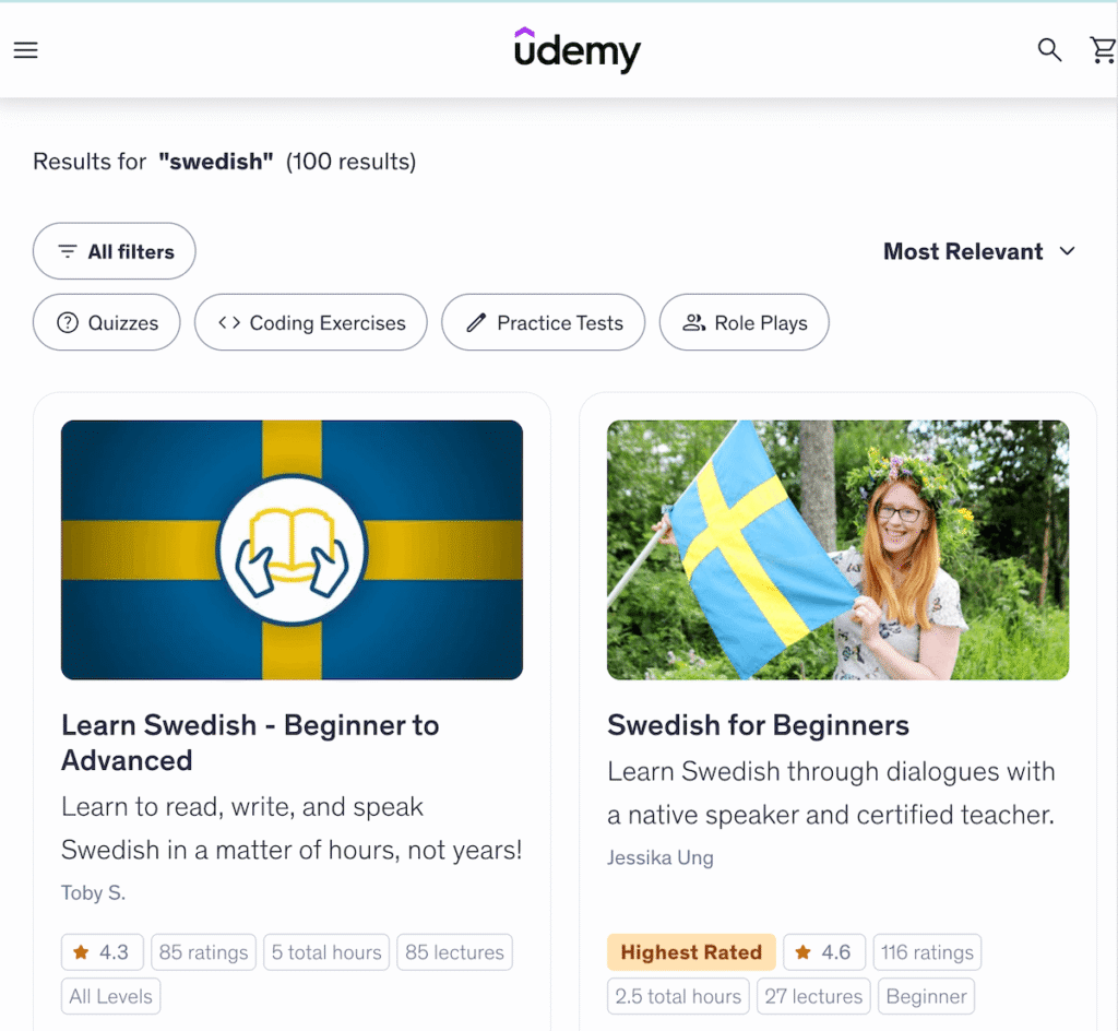 Learn Swedish on Udemy