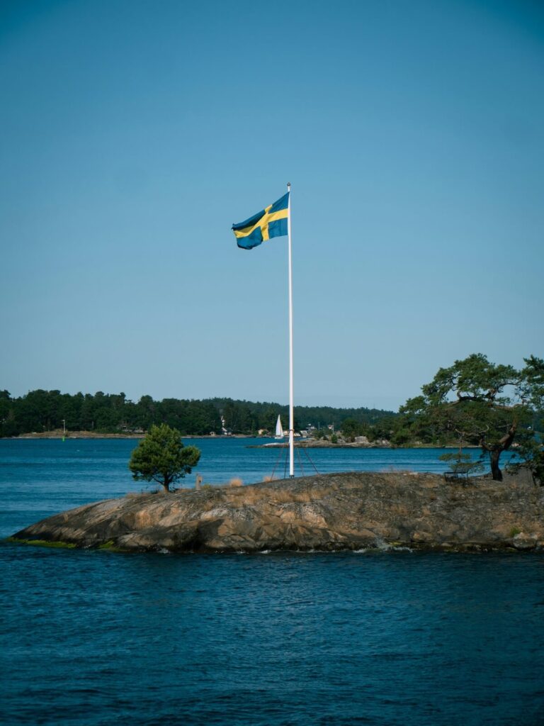 Swedish flag hoisted up